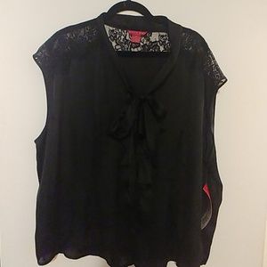 Black silky blouse with lace by Sunny Leigh